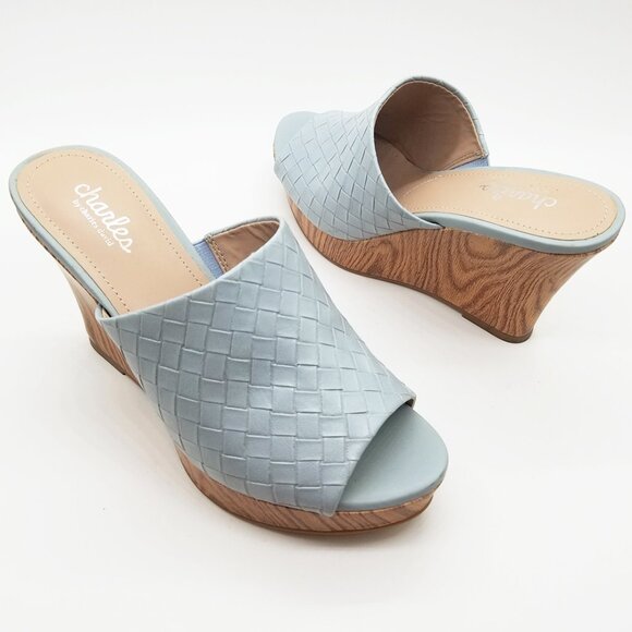 Charles By Charles David Launder Wedge Sandals Weave Textured Size 6M Light Blue - Picture 9 of 16